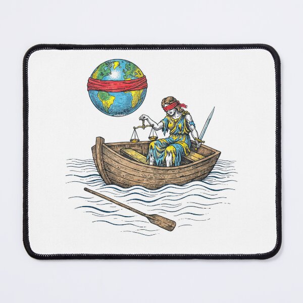 Item preview, Lady Justice In Boat World Environment Surreal Art designed and sold by TeeARTHY.