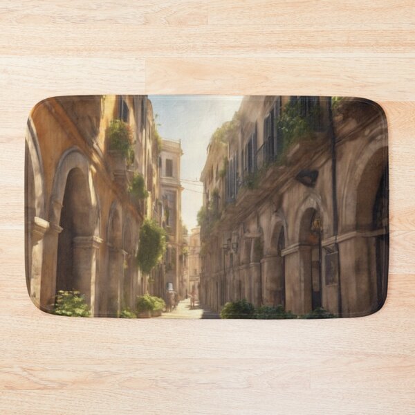 Item preview, Historic Italian Street Watercolor Landscape Sunlit Alley Art designed and sold by UmSkelig834.