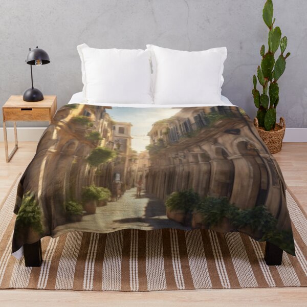 Item preview, Historic Italian Street Watercolor Landscape Sunlit Alley Art designed and sold by UmSkelig834.