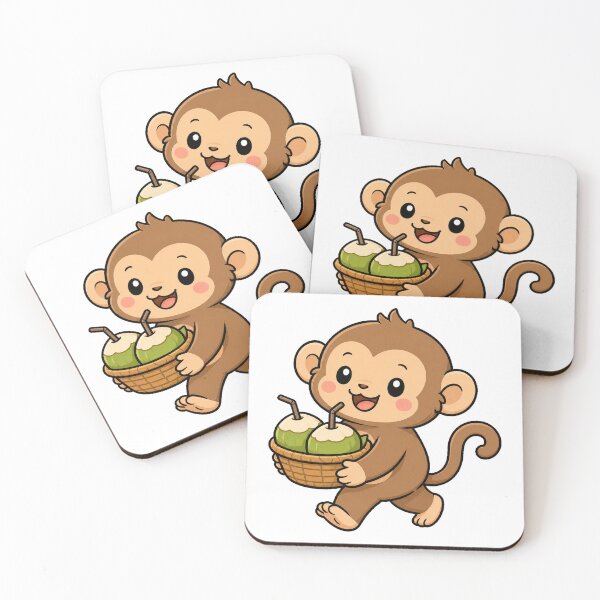 Item preview, Cute Monkey Carrying Coconuts designed and sold by Doodle Planet.