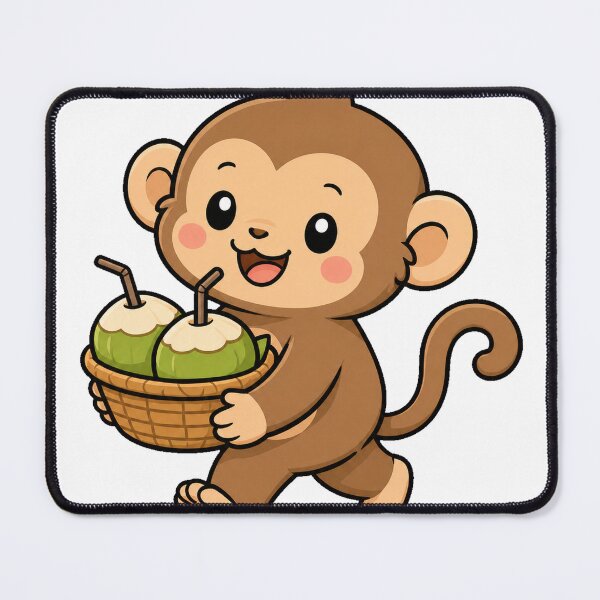 Item preview, Cute Monkey Carrying Coconuts designed and sold by Doodle Planet.