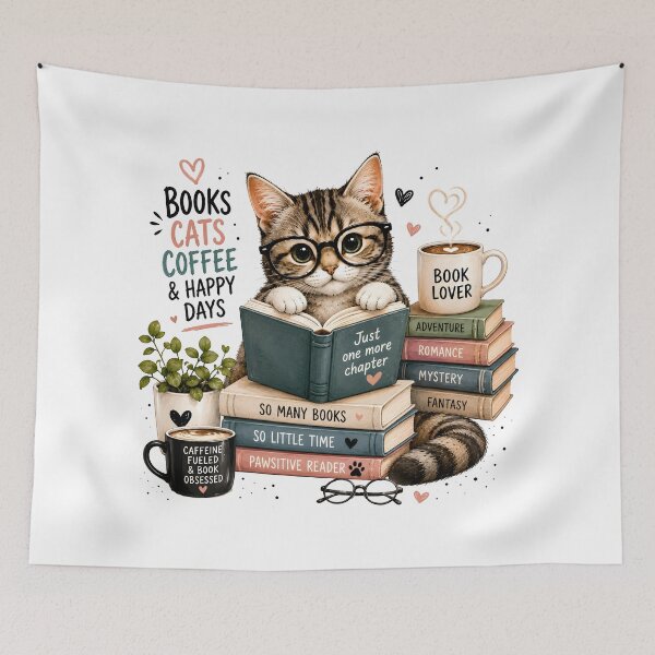 Item preview, Book lover cat designed and sold by trendspatterns.