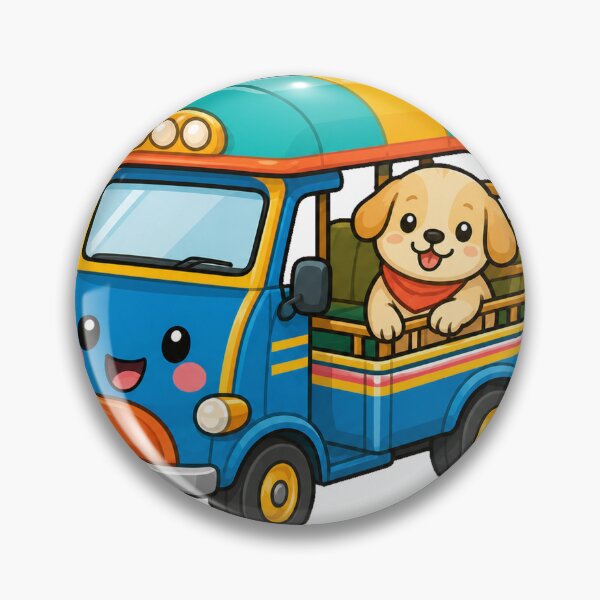 Item preview, Cute Thai Songthaew with Dog Passenger designed and sold by Doodle Planet.