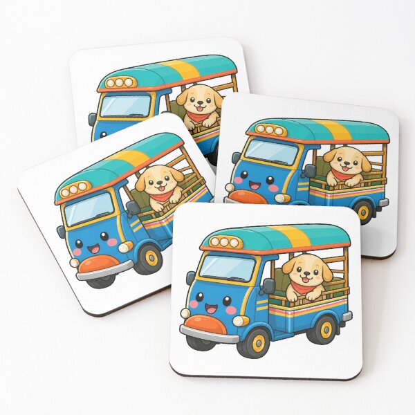 Item preview, Cute Thai Songthaew with Dog Passenger designed and sold by Doodle Planet.