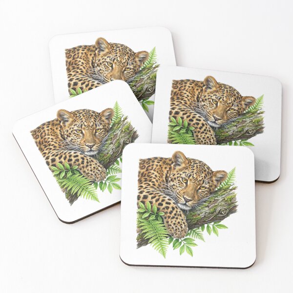 Item preview, Wild Leopard Resting On Tree Branch Wildlife Painting designed and sold by TeeARTHY.