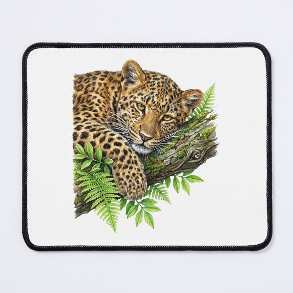 Item preview, Wild Leopard Resting On Tree Branch Wildlife Painting designed and sold by TeeARTHY.