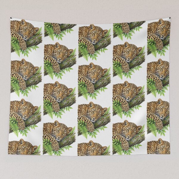 Item preview, Wild Leopard Resting On Tree Branch Wildlife Painting designed and sold by TeeARTHY.