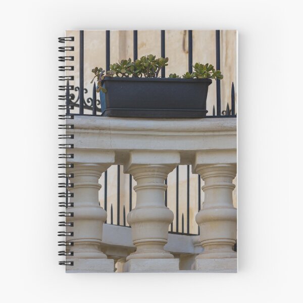 Item preview, Stone Balcony Balustrade With Black Planter Box And Succulent Plants Against Iron Railing designed and sold by Nmallia.