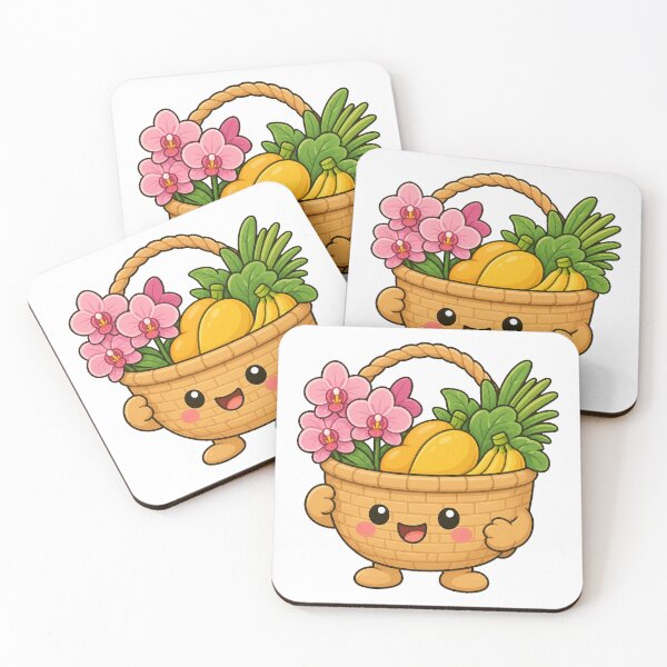 Item preview, Thai Market Basket with Orchids and Fruit designed and sold by Doodle Planet.