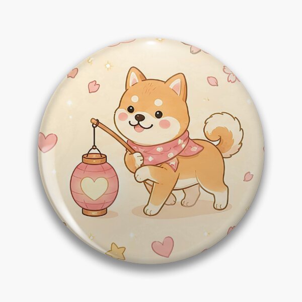 Item preview, Shiba Inu Love Lantern Walk Pattern designed and sold by Soft Berry Studio.