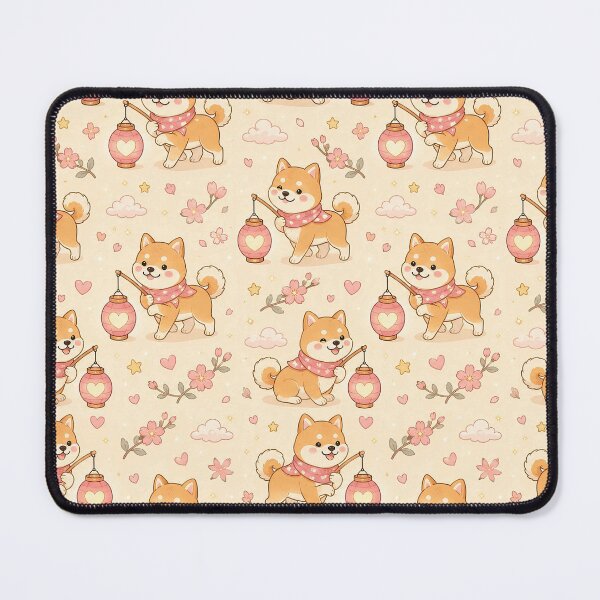 Item preview, Shiba Inu Love Lantern Walk Pattern designed and sold by Soft Berry Studio.
