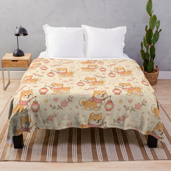 Item preview, Shiba Inu Love Lantern Walk Pattern designed and sold by Soft Berry Studio.