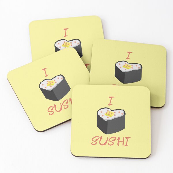 Item preview, I (Heart) Sushi (on Yellow) designed and sold by PawsitiveMum3.