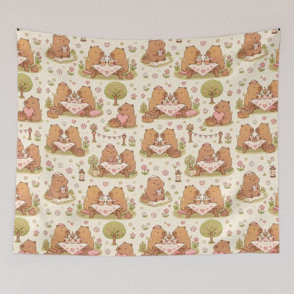 Item preview, Capybara Heart Picnic Table Pattern designed and sold by Soft Berry Studio.
