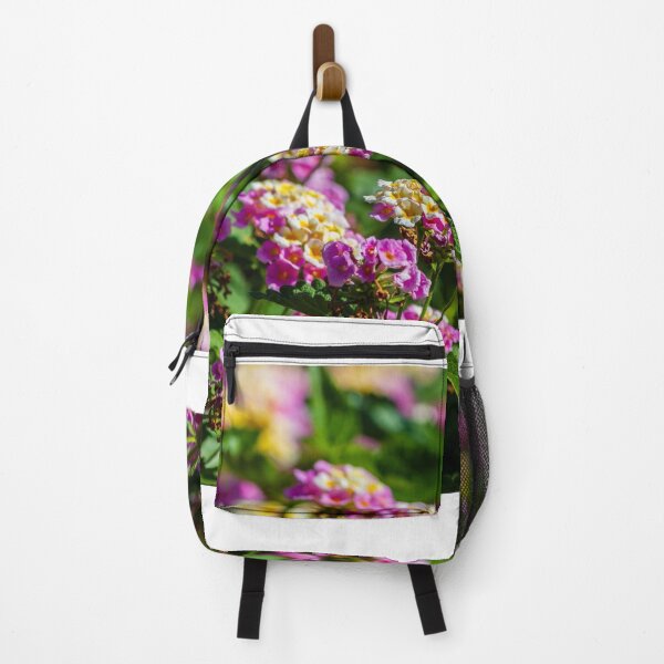 Item preview, Pink and Yellow Lantana Flowers Close-Up in Sunlit Garden With Clustered Blooms and Green Foliage designed and sold by Nmallia.