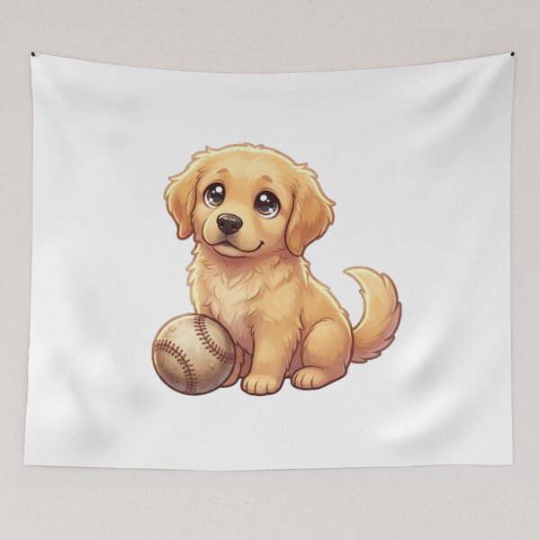 Item preview, Cute Golden Retriever Puppy with a baseball designed and sold by LabProShop.