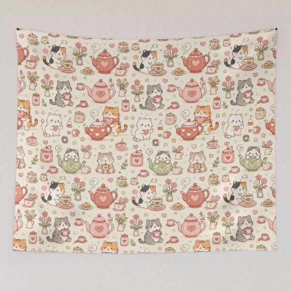 Item preview, Cozy Cat Love Tea Kettle Pattern designed and sold by Soft Berry Studio.