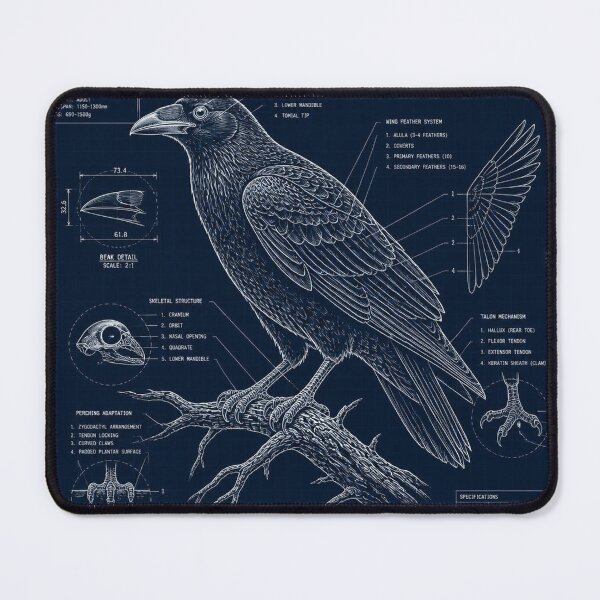 Item preview, Raven Blueprint Halloween Shirt | Technical Schematic Illustration designed and sold by SunnyDesign82.