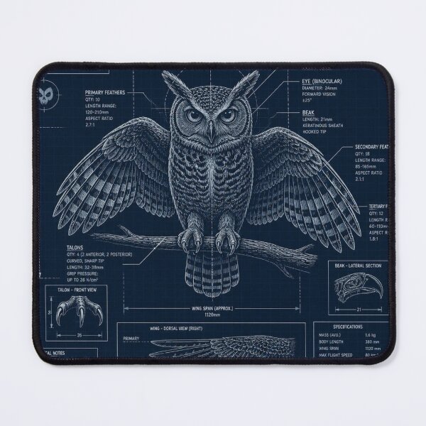 Item preview, Owl Blueprint Halloween Shirt | Technical Schematic Illustration designed and sold by SunnyDesign82.