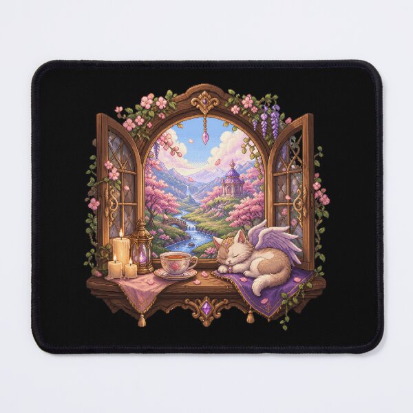 Item preview, Winged Cat by the Enchanted Blossom Window  designed and sold by Sketchlegacy.