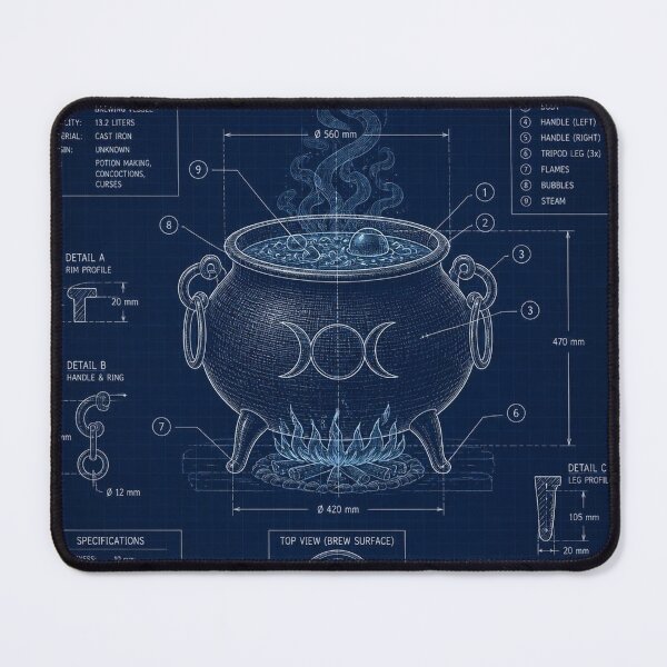 Item preview, Witch's Cauldron Blueprint Halloween Shirt | Technical Schematic designed and sold by SunnyDesign82.