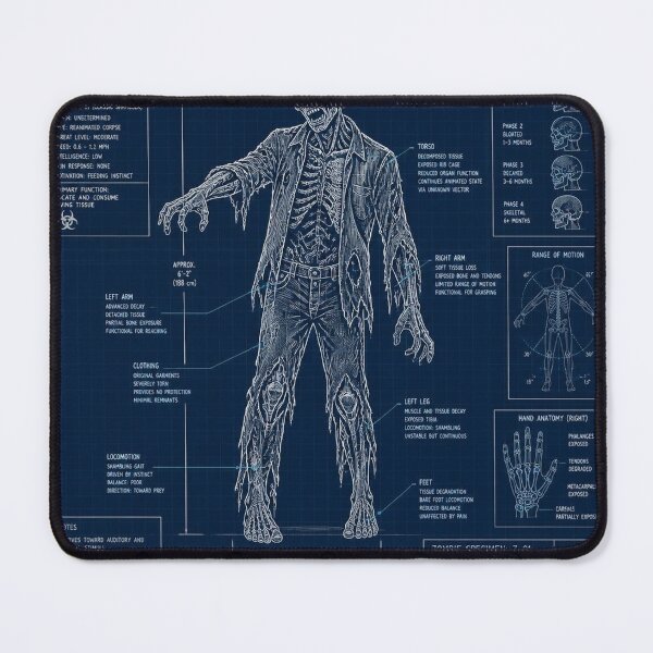 Item preview, Zombie Blueprint Halloween Shirt | Technical Schematic Illustration designed and sold by SunnyDesign82.