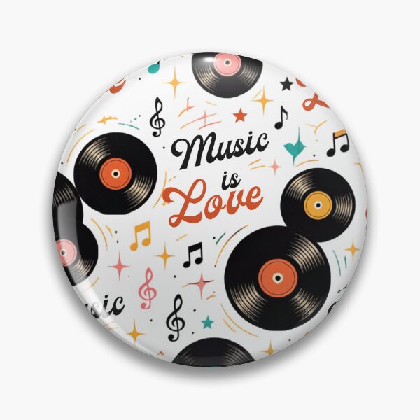 Item preview, Retro Vinyl Record Music Is Love Seamless Pattern – Vintage Musical Notes and Records Design designed and sold by Joyfulfabric.