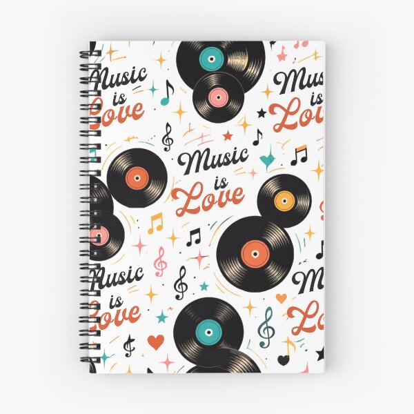 Item preview, Retro Vinyl Record Music Is Love Seamless Pattern – Vintage Musical Notes and Records Design designed and sold by Joyfulfabric.