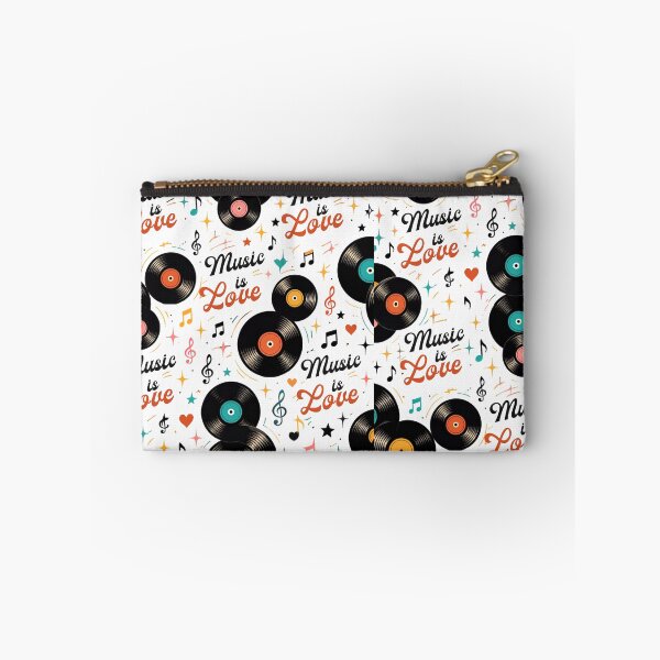 Item preview, Retro Vinyl Record Music Is Love Seamless Pattern – Vintage Musical Notes and Records Design designed and sold by Joyfulfabric.