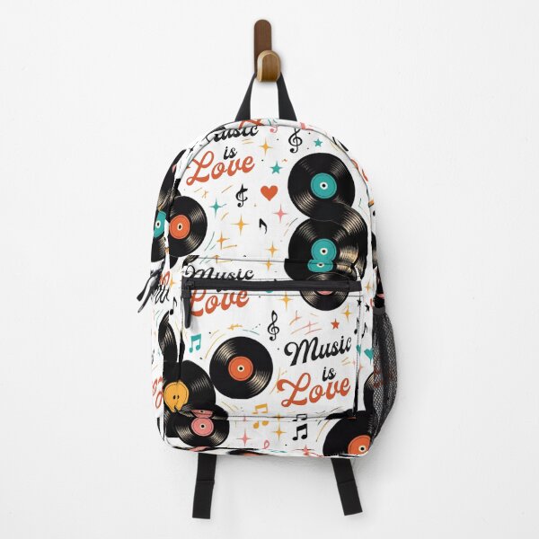 Item preview, Retro Vinyl Record Music Is Love Seamless Pattern – Vintage Musical Notes and Records Design designed and sold by Joyfulfabric.