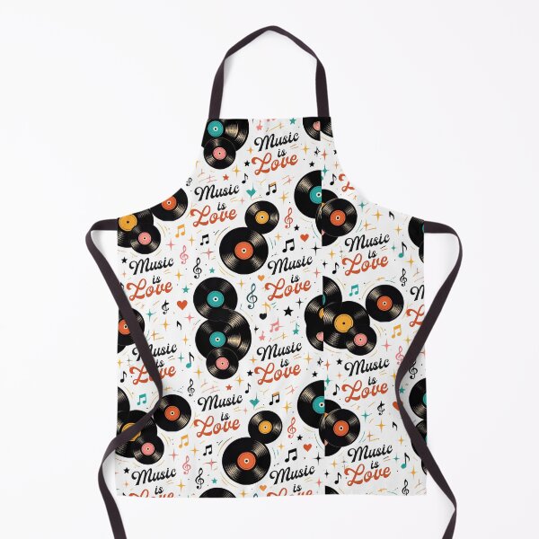 Item preview, Retro Vinyl Record Music Is Love Seamless Pattern – Vintage Musical Notes and Records Design designed and sold by Joyfulfabric.