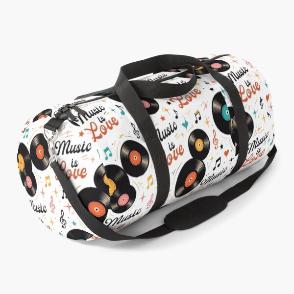 Item preview, Retro Vinyl Record Music Is Love Seamless Pattern – Vintage Musical Notes and Records Design designed and sold by Joyfulfabric.