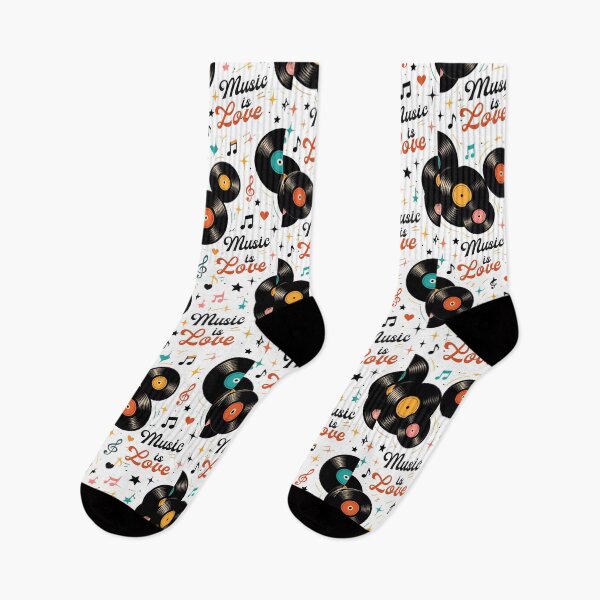 Item preview, Retro Vinyl Record Music Is Love Seamless Pattern – Vintage Musical Notes and Records Design designed and sold by Joyfulfabric.
