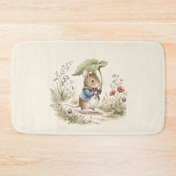 Item preview, Cute Little Mouse Walking with a Leaf Umbrella designed and sold by Pasteltone.