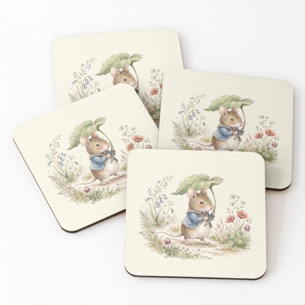 Item preview, Cute Little Mouse Walking with a Leaf Umbrella designed and sold by Pasteltone.