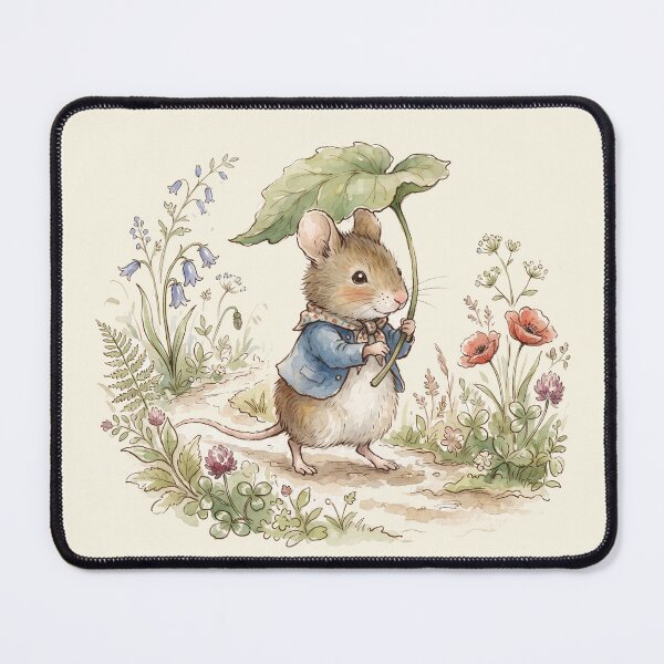 Item preview, Cute Little Mouse Walking with a Leaf Umbrella designed and sold by Pasteltone.