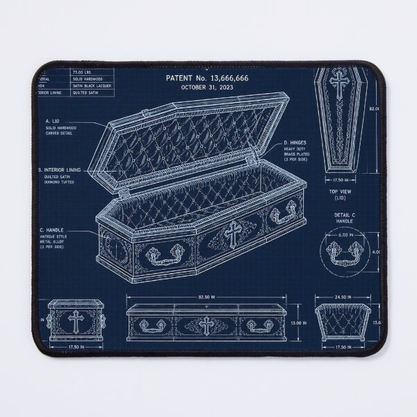 Item preview, Coffin Blueprint Halloween Shirt | Technical Schematic Illustration designed and sold by SunnyDesign82.