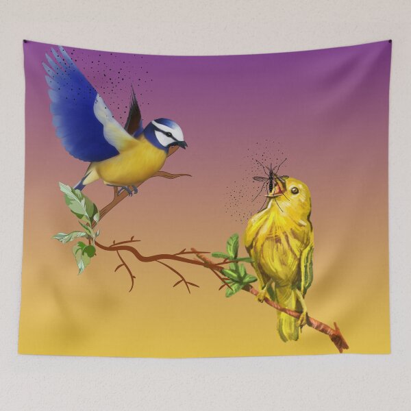Item preview, baby birds fighting for food on branch designed and sold by XertHardcore.