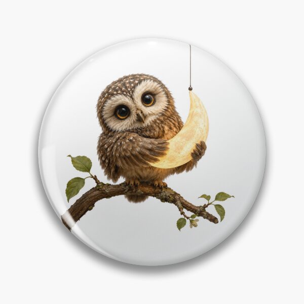 Item preview, Little Owl Holding the Moon designed and sold by Helenaphotoart.