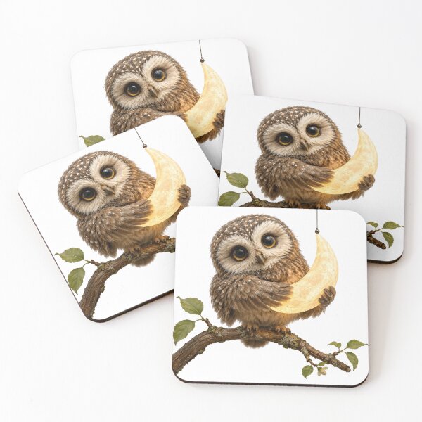 Item preview, Little Owl Holding the Moon designed and sold by Helenaphotoart.
