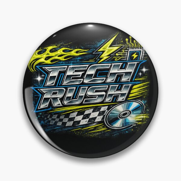 Item preview, Tech Rush Y2K Racing Graphic T-Shirt | Chrome Typography Cyber Streetwear Design designed and sold by ZafTeez.