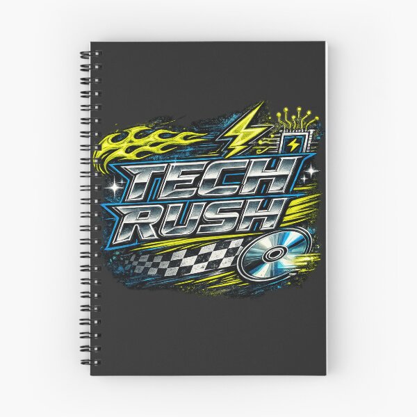 Item preview, Tech Rush Y2K Racing Graphic T-Shirt | Chrome Typography Cyber Streetwear Design designed and sold by ZafTeez.