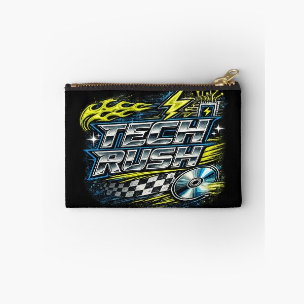 Item preview, Tech Rush Y2K Racing Graphic T-Shirt | Chrome Typography Cyber Streetwear Design designed and sold by ZafTeez.