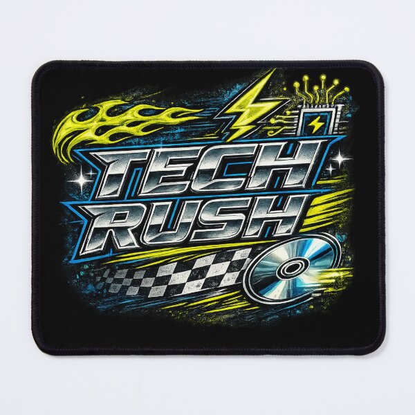 Item preview, Tech Rush Y2K Racing Graphic T-Shirt | Chrome Typography Cyber Streetwear Design designed and sold by ZafTeez.