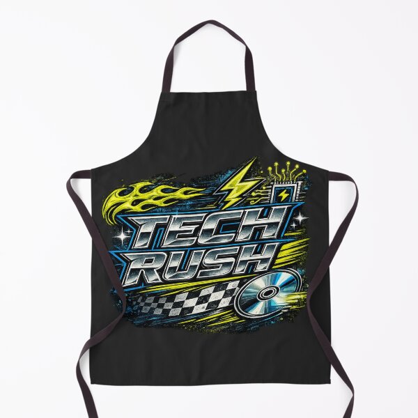 Item preview, Tech Rush Y2K Racing Graphic T-Shirt | Chrome Typography Cyber Streetwear Design designed and sold by ZafTeez.
