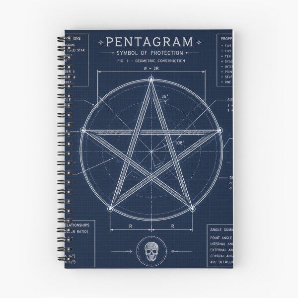 Item preview, Pentagram Blueprint Halloween Shirt | Technical Schematic Illustration designed and sold by SunnyDesign82.