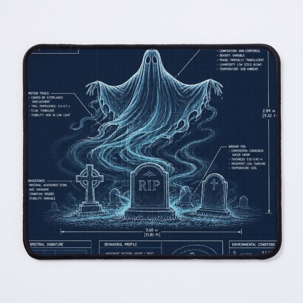 Item preview, Ghost Cemetery Blueprint Halloween Shirt | Technical Schematic designed and sold by SunnyDesign82.