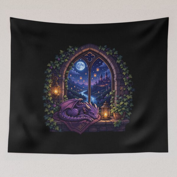Item preview, Moonlit Dragon at the Castle Window  designed and sold by Sketchlegacy.