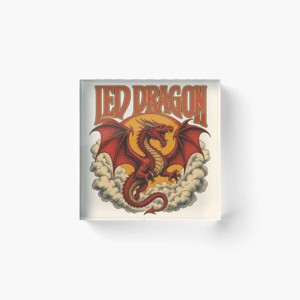 Item preview, Led Dragon - Retro 70s Rock Fantasy Emblem designed and sold by Dice_Goblin_Studio.