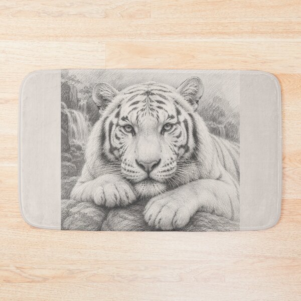 Item preview, Resting White Tiger Colored Pencil Art | Majestic White Tiger Drawing | Realistic Wildlife Illustration | Fine Art Animal Portrait | Nature Wall Decor | Tiger Lover Gift designed and sold by ManJiangHong.